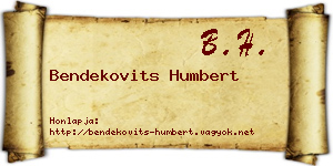 Bendekovits Humbert névjegykártya